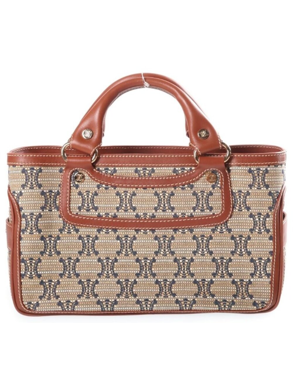 Celine Macadam Boogie Bag Handbag Ivory Brown Leather Canvas Gold